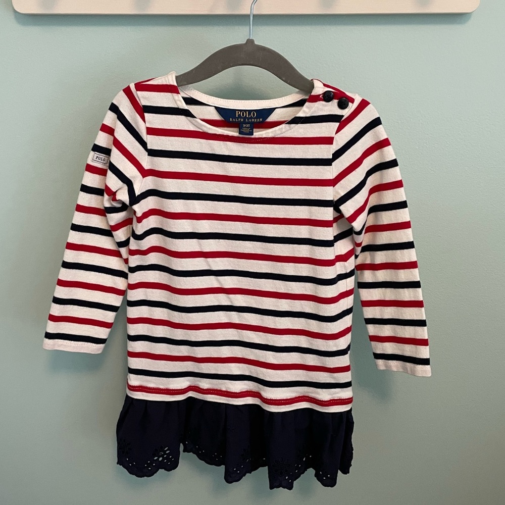 Polo Ralph Lauren Striped Dress with Eyelet Skirt